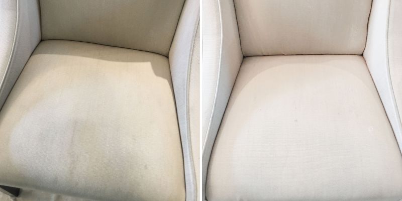 Before and After upholstery cleaning