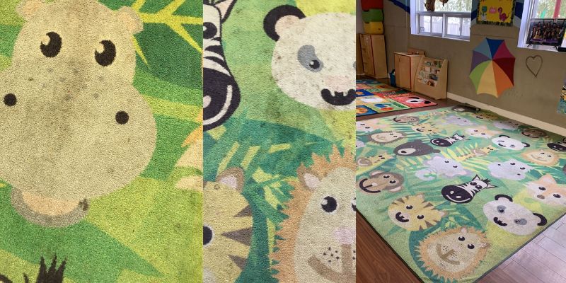 Before and after area rug cleaning in Mississauga