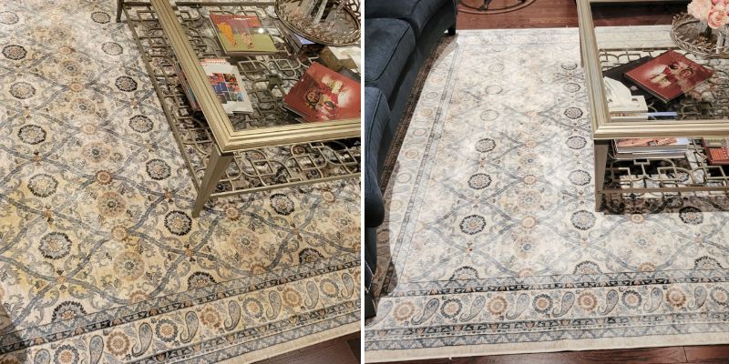 Before and after area rug cleaning in Mississauga