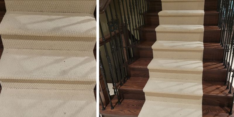 Before and after stair cleaning