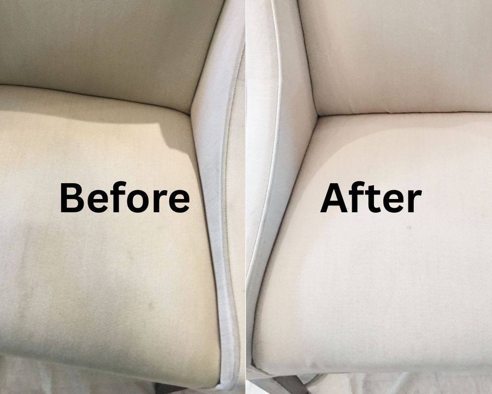 Before and After Photo of Upholstery Cleaning in Milton, ON Before and After Photo of Upholstery Cleaning in Milton, ON